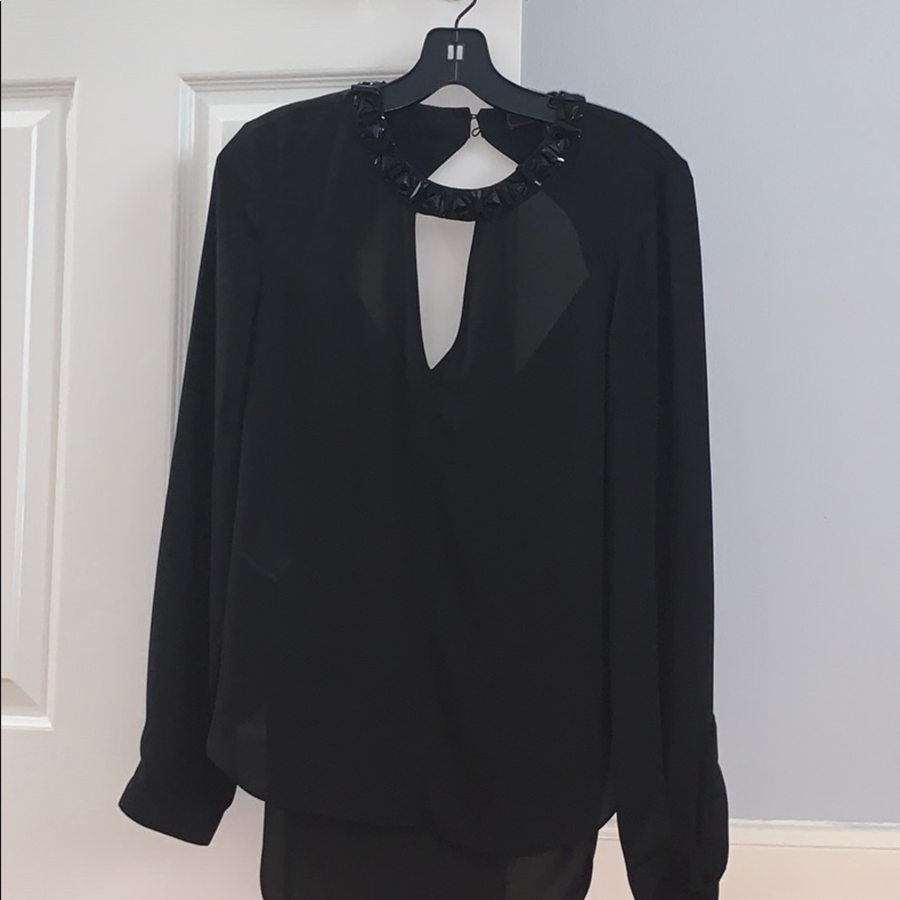 bcbg jeweled collar top